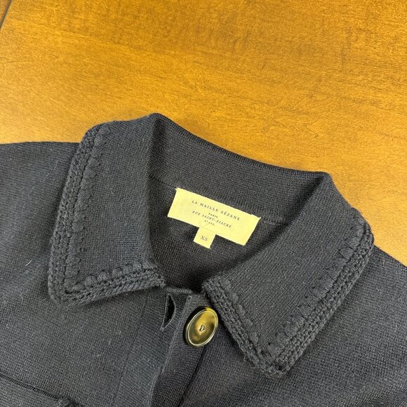 Sezane Betty Cardigan in Navy Blue with Crochet, size XS - Picture 5 of 7